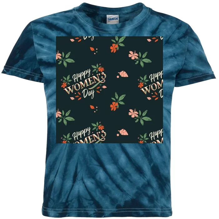 Happy Women's Day Floral Cute Gift Kids Tie-Dye T-Shirt