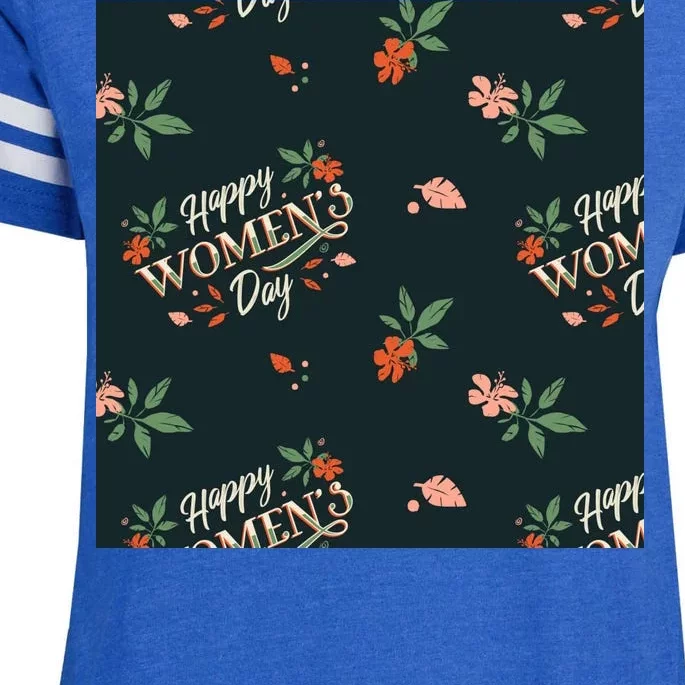 Happy Women's Day Floral Cute Gift Enza Ladies Jersey Football T-Shirt