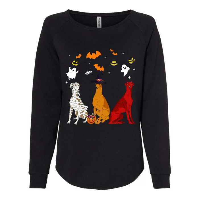 Halloween Whippet Dogs Lovers Mummy Witch Demon Costumes Gift Womens California Wash Sweatshirt