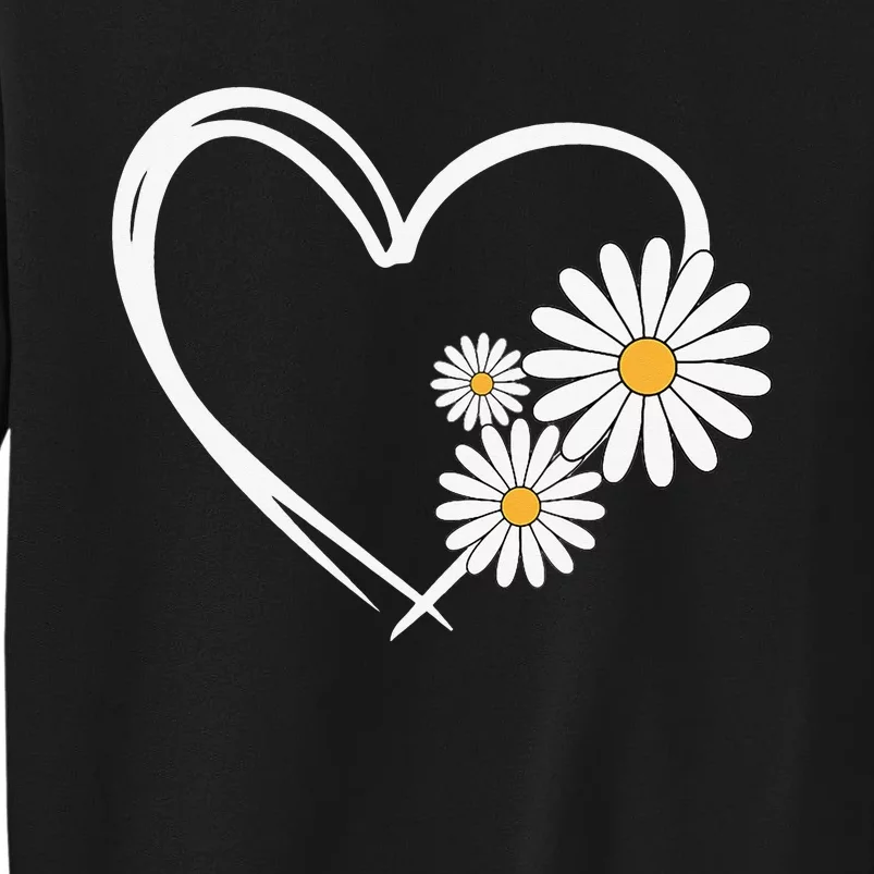 Heart With Daisy Flowers Daisies With Heart Outline Sweatshirt