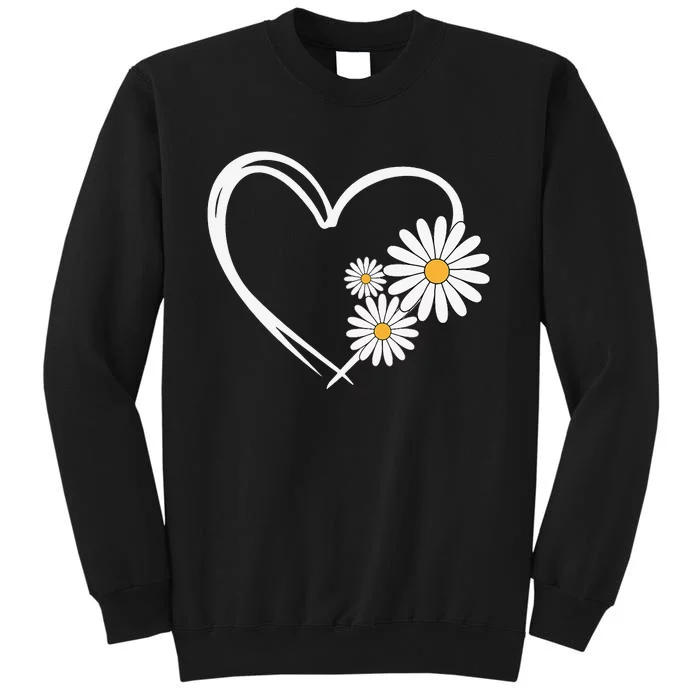 Heart With Daisy Flowers Daisies With Heart Outline Sweatshirt