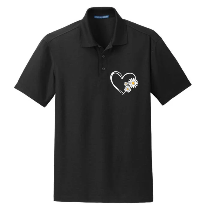 Heart With Daisy Flowers Daisies With Heart Outline Dry Zone Grid Performance Polo