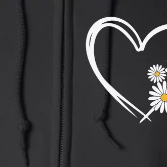 Heart With Daisy Flowers Daisies With Heart Outline Full Zip Hoodie