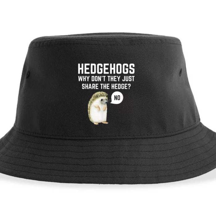 Hedgehogs Why Don't They Just Share The Hedge? Funny Hedgehog Sustainable Bucket Hat