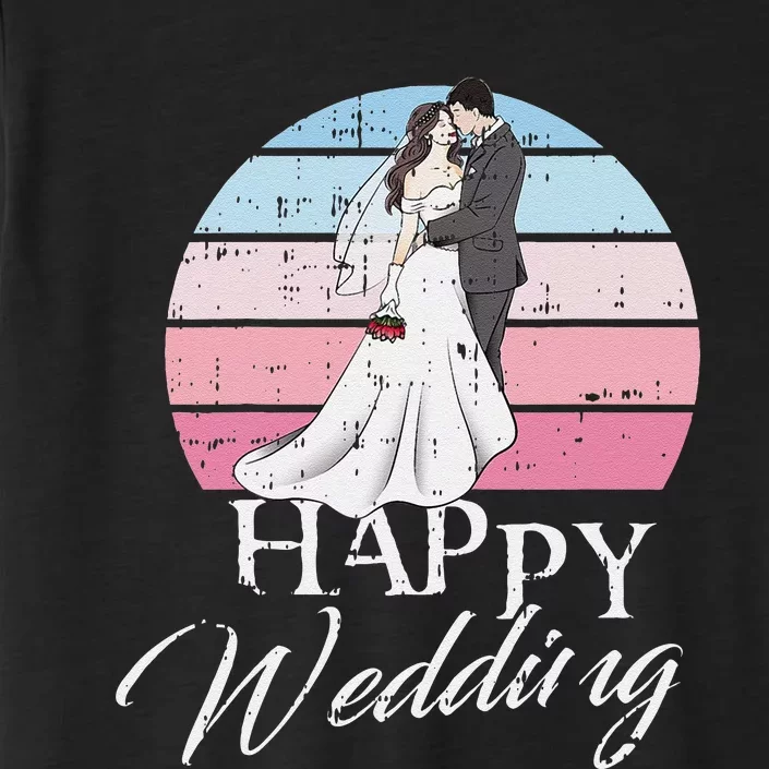 Happy Wedding Day Retro Engaged Couple Bride Groom ChromaSoft Performance T-Shirt