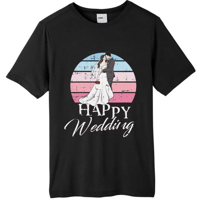 Happy Wedding Day Retro Engaged Couple Bride Groom ChromaSoft Performance T-Shirt