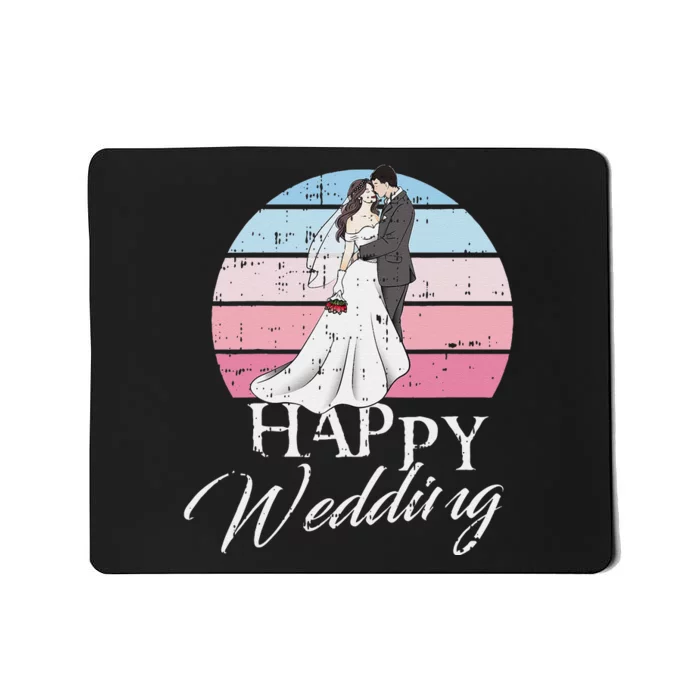 Happy Wedding Day Retro Engaged Couple Bride Groom Mousepad