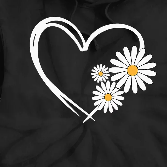 Heart With Daisy Flowers Daisies With Heart Outline Tie Dye Hoodie