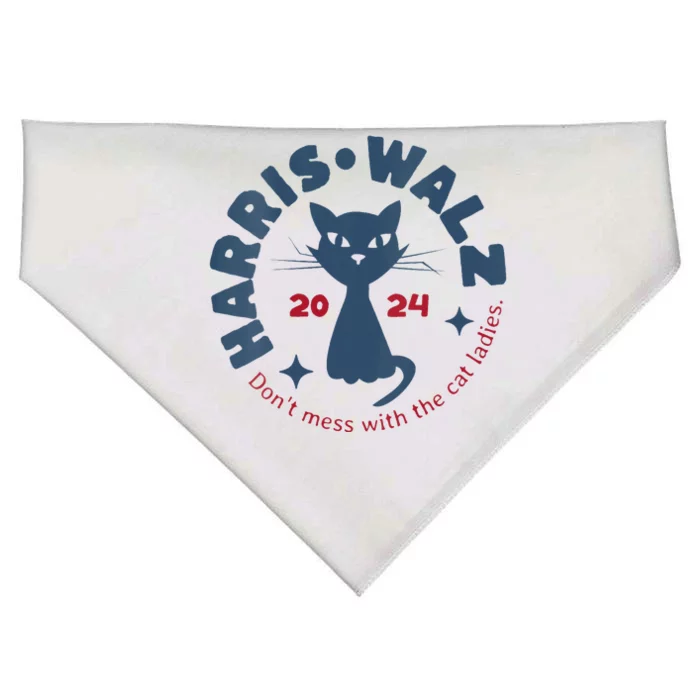 Harris Waltz Dont Mess With The Cat Ladies Kamala Tim Walz USA-Made Doggie Bandana