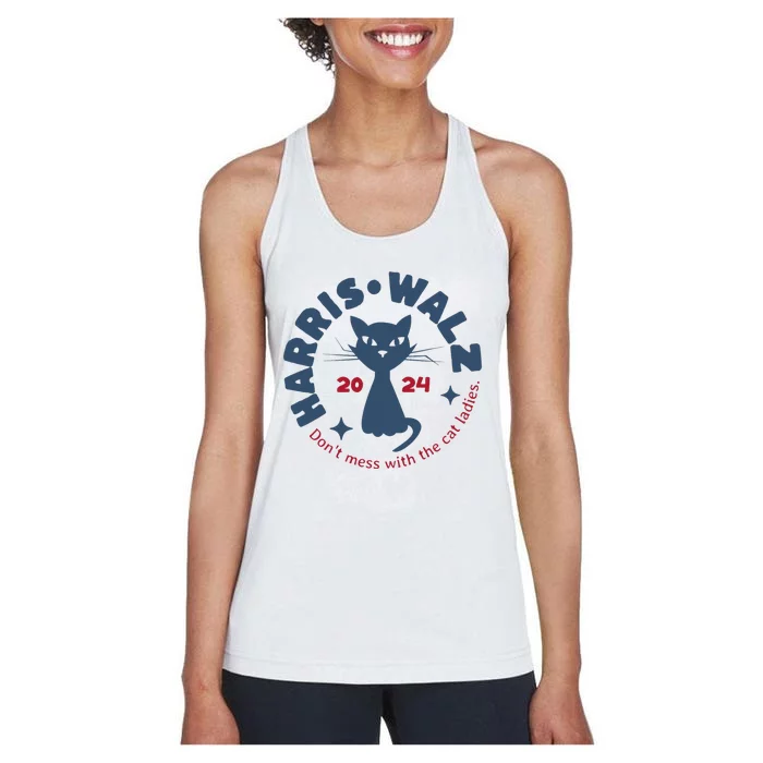 Harris Waltz DonT Mess With The Cat Ladies Kamala Tim Walz Women's Racerback Tank