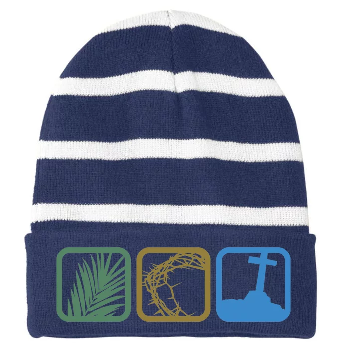 Holy Week Easter Jesus Striped Beanie with Solid Band