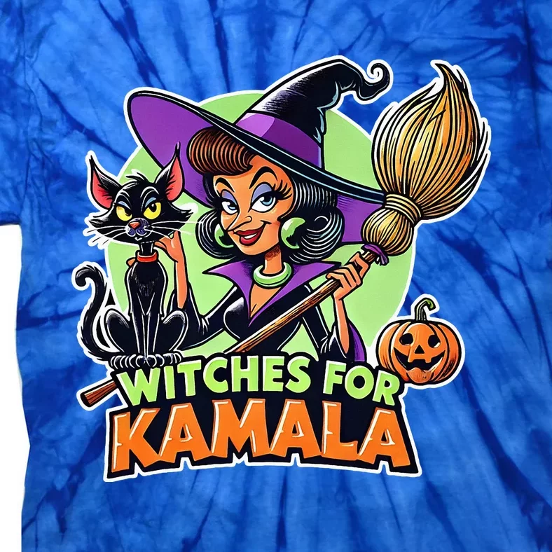 Halloween Witches For Kamala 2024 Childless Cat Ladies Tie-Dye T-Shirt