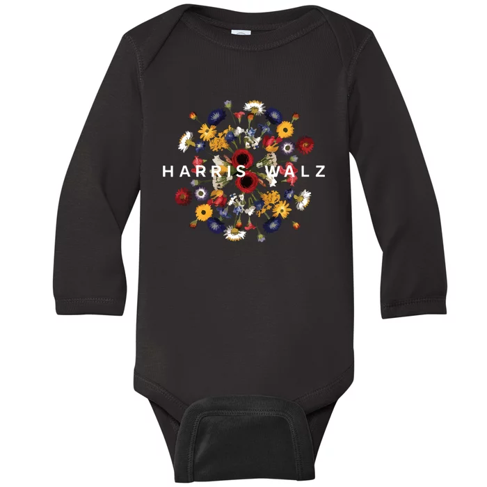 Harris Walz Flower Mandala Central Bloom Baby Long Sleeve Bodysuit