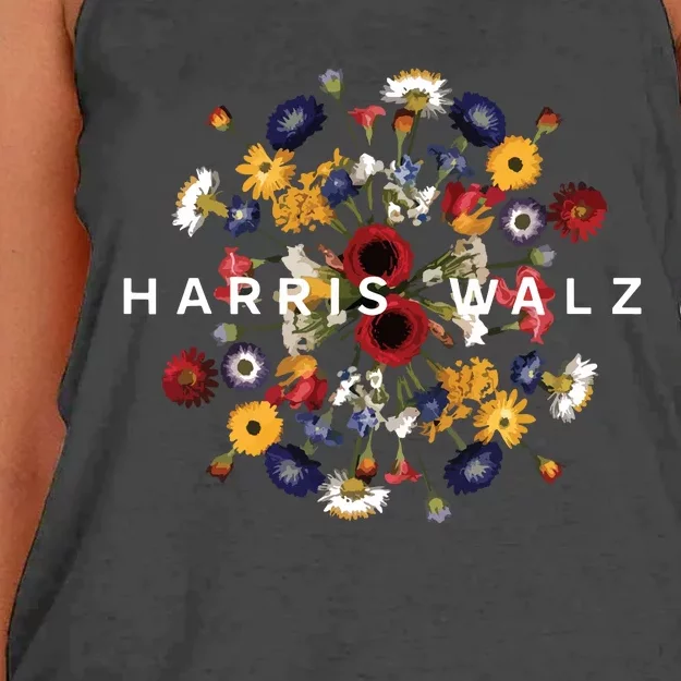 Harris Walz Flower Mandala Central Bloom Women's Knotted Racerback Tank