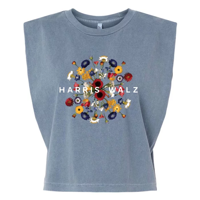 Harris Walz Flower Mandala Central Bloom Garment-Dyed Women's Muscle Tee