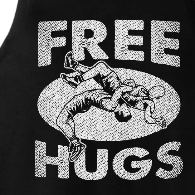 Hilarious Wrestling Fans Embrace the Free Hugs! Ladies Tri-Blend Wicking Tank