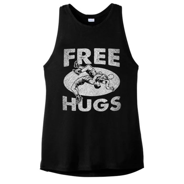 Hilarious Wrestling Fans Embrace the Free Hugs! Ladies Tri-Blend Wicking Tank