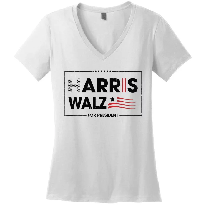 Harris Walz For President 2024 Kamala Harris Presidential Women's V-Neck T-Shirt