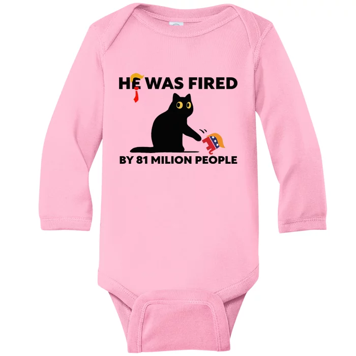 He Was Fired By 81 Million People Kamala President 2024 Baby Long Sleeve Bodysuit