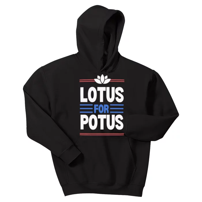 Harris Walz For Presiden Lotus For Potus Kids Hoodie