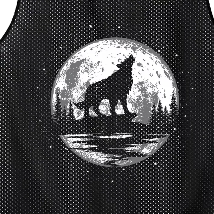 Howling Wolf For Funny Animal Wolf And Moon Mesh Reversible Basketball Jersey Tank