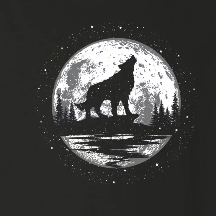 Howling Wolf For Funny Animal Wolf And Moon Toddler Long Sleeve Shirt