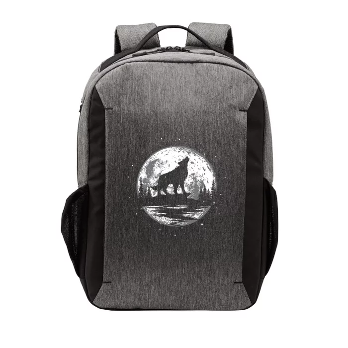 Howling Wolf For Funny Animal Wolf And Moon Vector Backpack