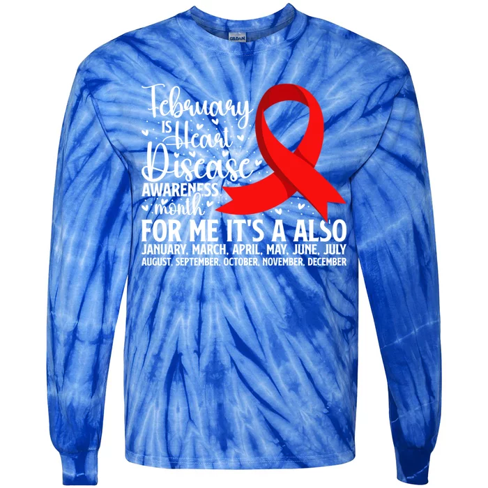 Heart Warrior February Is Heart Disease Awareness Month Meaningful Gift Tie-Dye Long Sleeve Shirt