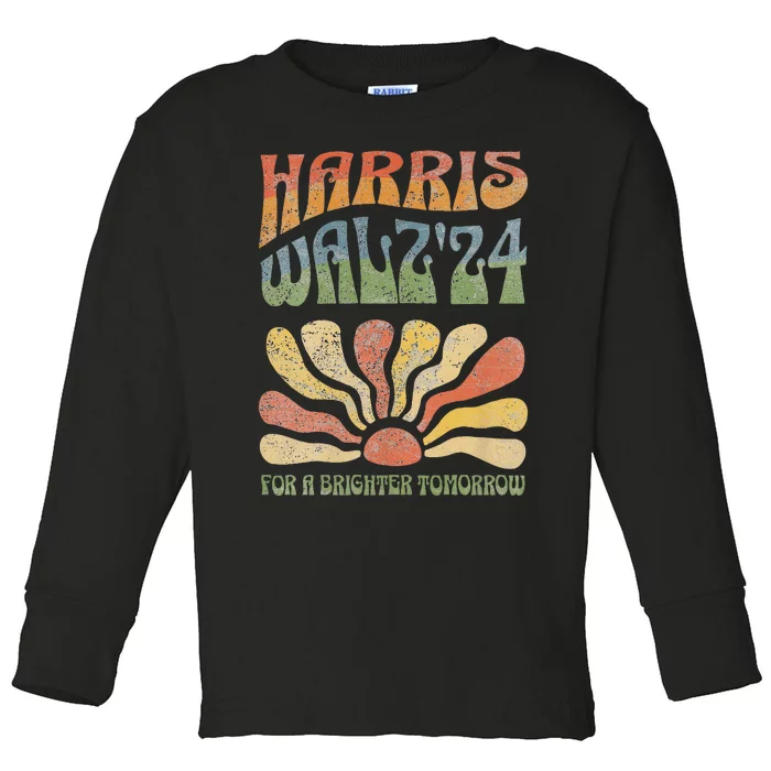 Harris Walz For A Brighter Tomorrow Kamala Harris Tim Waltz Toddler Long Sleeve Shirt