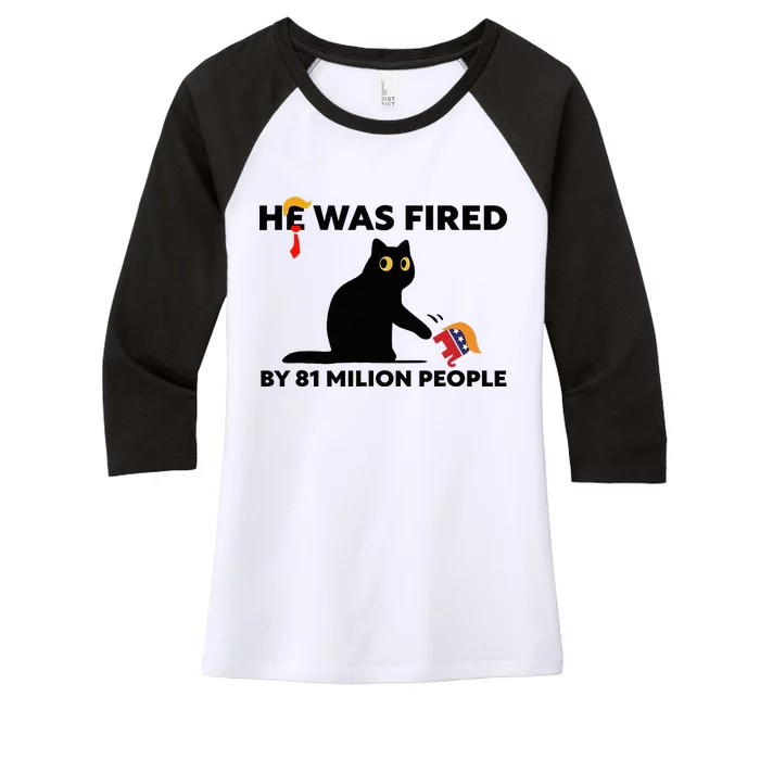 He Was Fired By 81 Million People Kamala President 2024 Women's Tri-Blend 3/4-Sleeve Raglan Shirt