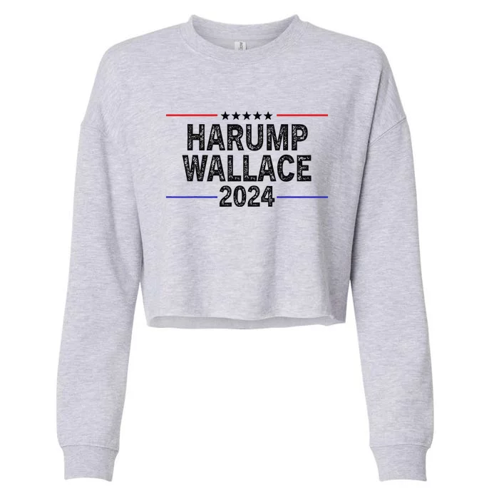 Harump Wallace Funny Political Harris Trump Walz Vance 2024 Cropped Pullover Crew