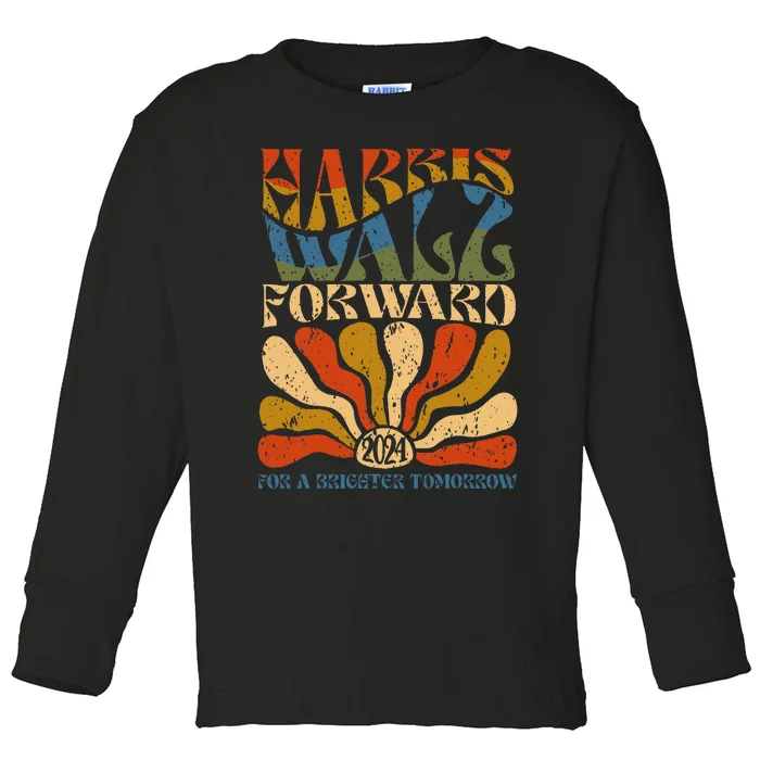 Harris Walz Forward For A Brighter Tomorrow Boho Aesthetic Toddler Long Sleeve Shirt