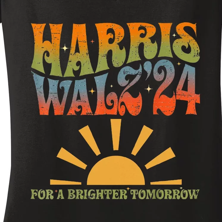 Harris Walz For A Brighter Tomorrow Kamala Harris Walz 2024 Women's V-Neck T-Shirt