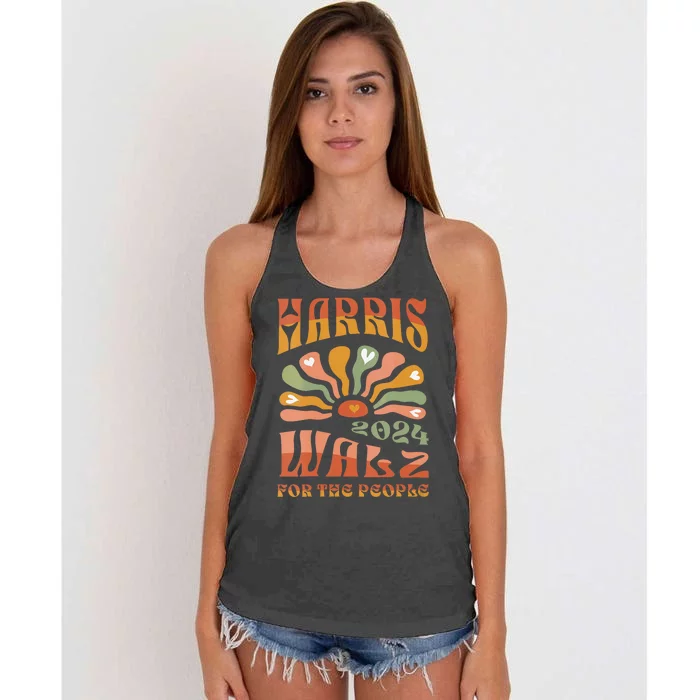 Harris Walz For The People Harris Walz 2024 Women's Knotted Racerback Tank