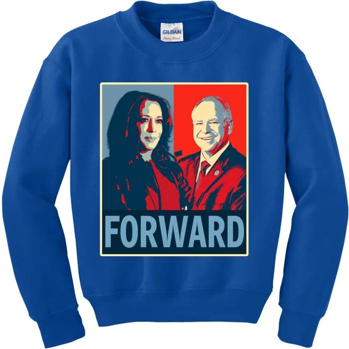 Harris Waltz Forward 2024 Walz America Flag Election Gift Kids Sweatshirt