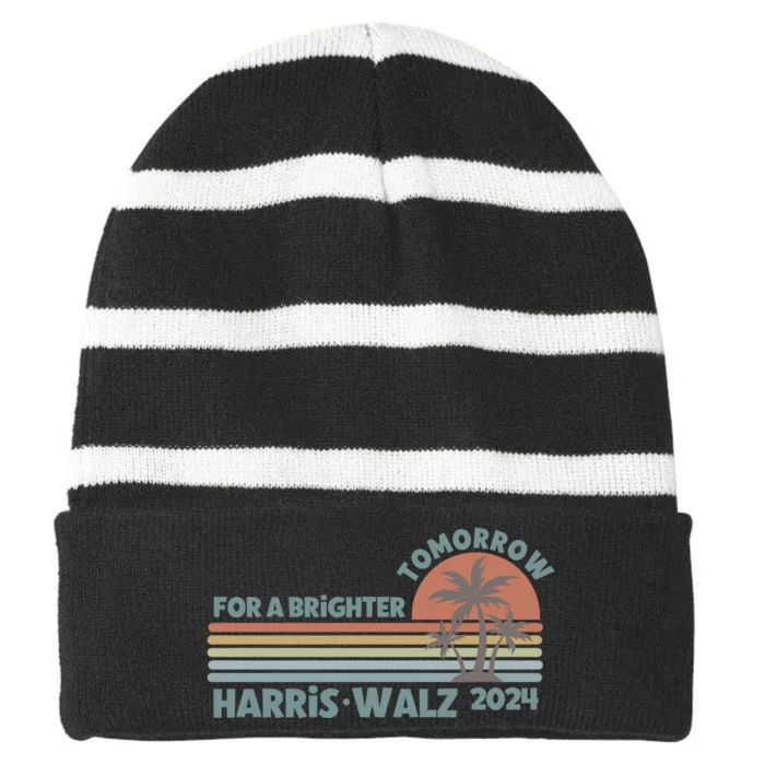 Harris Walz For A Brighter Tomorrow Striped Beanie with Solid Band