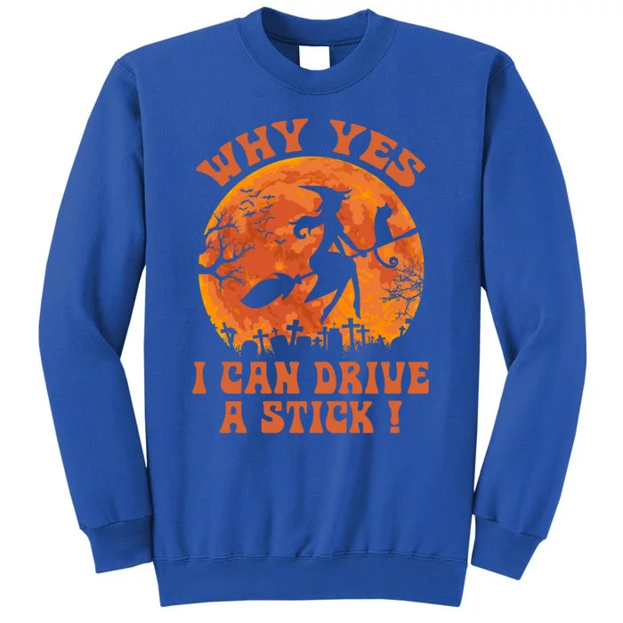 Halloween Witch Funny Gift Why Yes Actually I Can Drive A Stick Gift Tall Sweatshirt