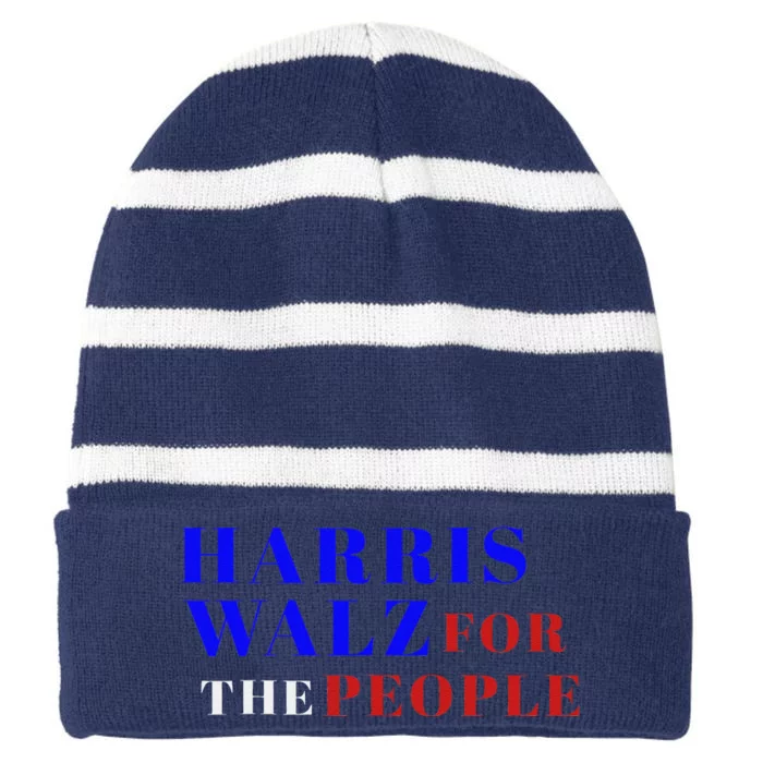 Harris Walz For The People Striped Beanie with Solid Band