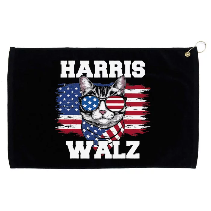 Harris Walz Funny Childless Cat Lady U.S Flag Cat Meme Gift Grommeted Golf Towel