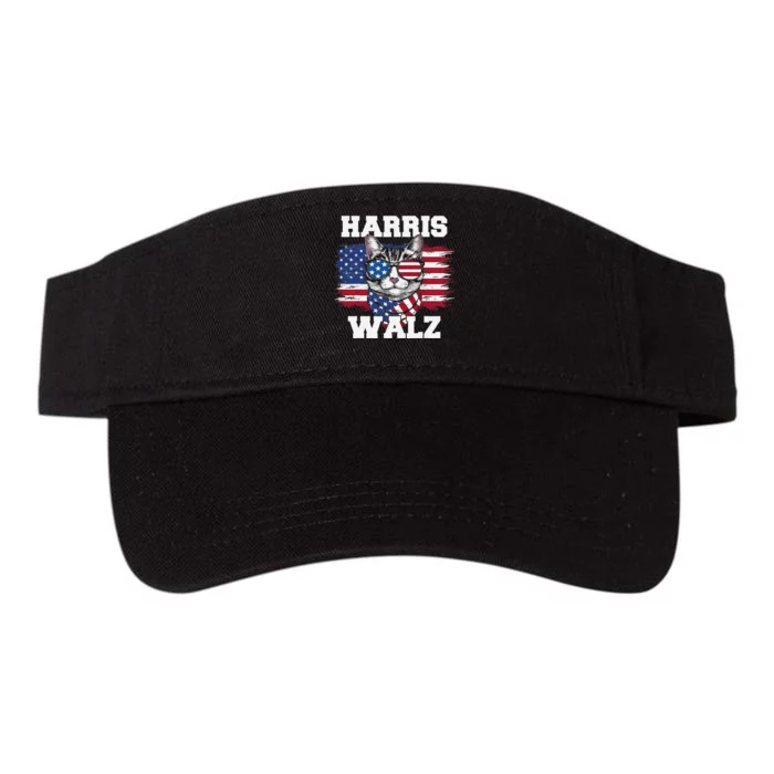 Harris Walz Funny Childless Cat Lady U.S Flag Cat Meme Gift Valucap Bio-Washed Visor