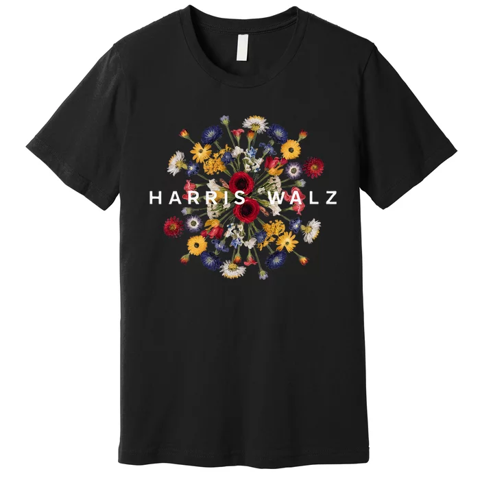 Harris Walz Flower Mandala Central Bloom Premium T-Shirt