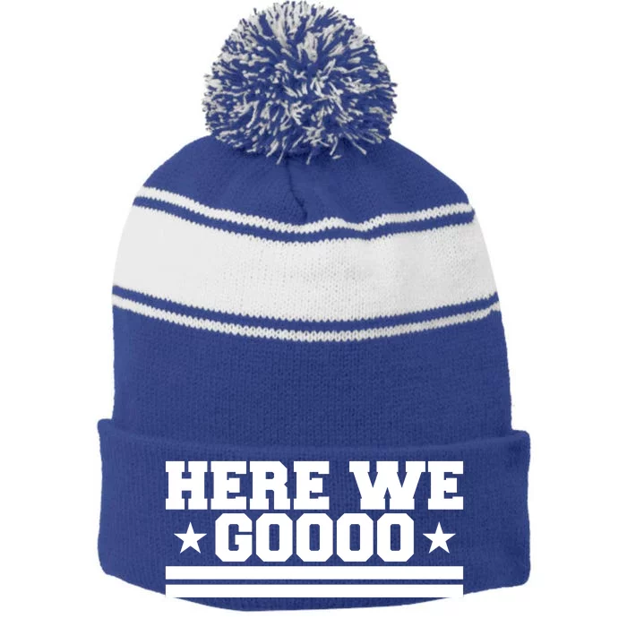 Here We Go Dallas Football Stripe Pom Pom Beanie