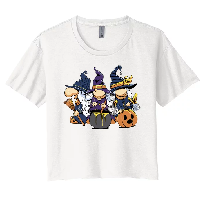 Halloween Witch Gnomes Women's Crop Top Tee