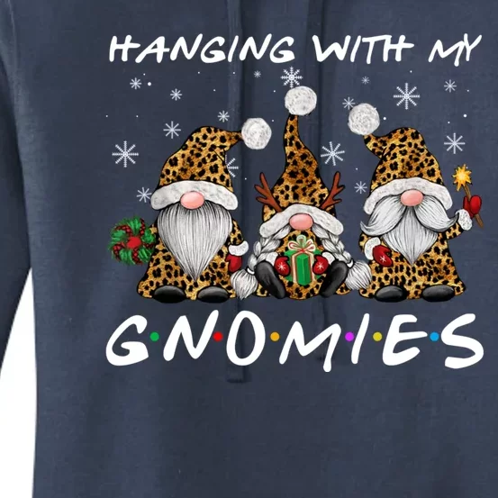 Hanging With Gnomies Christmas Pajamas Gnomes Xmas Leopard Women's Pullover Hoodie