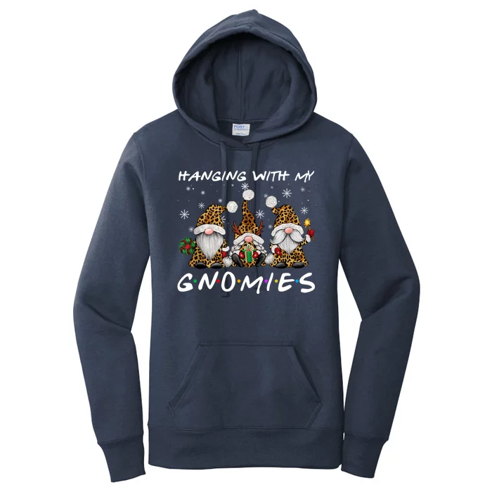 Hanging With Gnomies Christmas Pajamas Gnomes Xmas Leopard Women's Pullover Hoodie