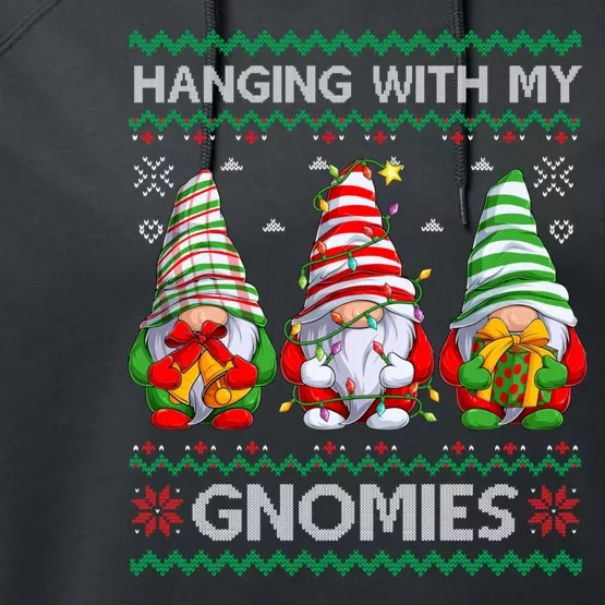 Hanging With Gnomies Ugly Gnomes Christmas Sweater Performance Fleece Hoodie