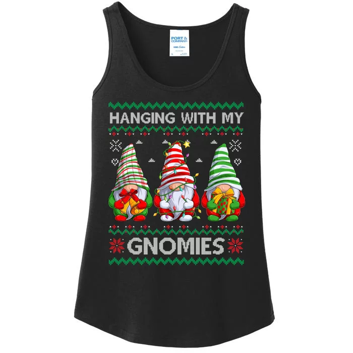 Hanging With Gnomies Ugly Gnomes Christmas Sweater Ladies Essential Tank