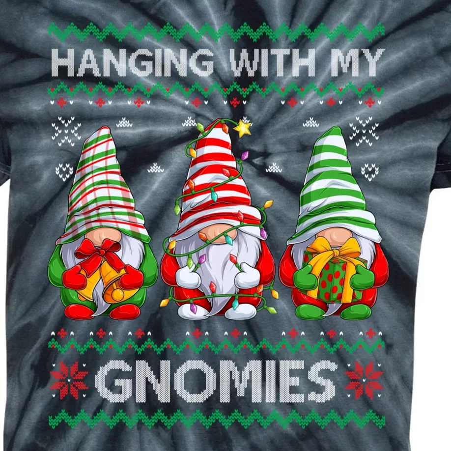 Hanging With Gnomies Ugly Gnomes Christmas Sweater Kids Tie-Dye T-Shirt