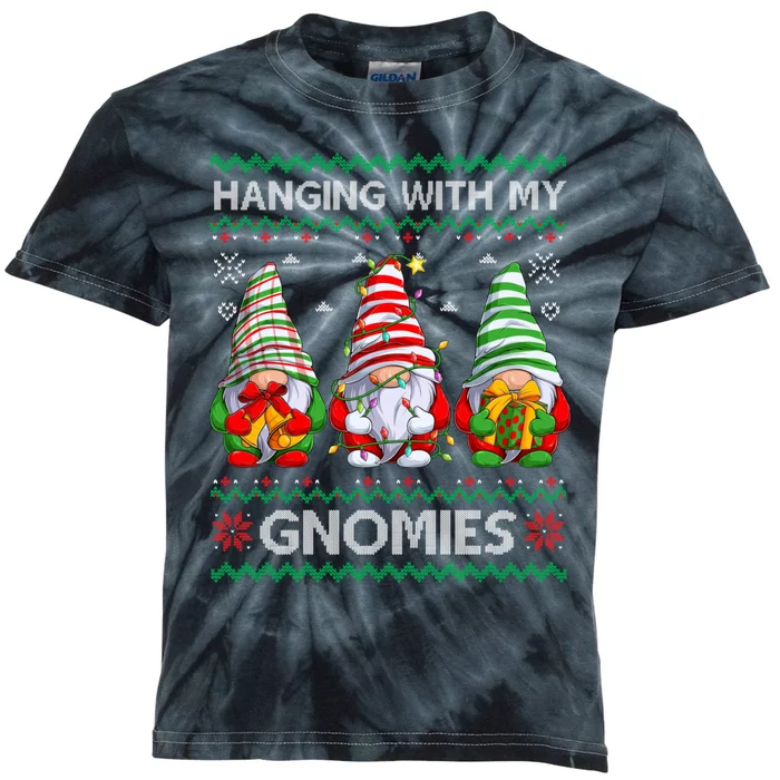 Hanging With Gnomies Ugly Gnomes Christmas Sweater Kids Tie-Dye T-Shirt