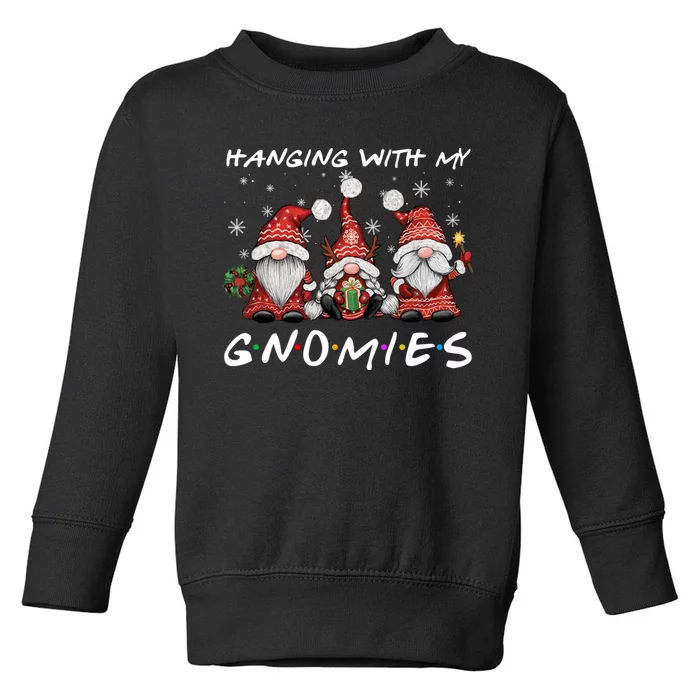 Hanging With Gnomies Christmas Gnomes Xmas Buffalo Plaid Red Toddler Sweatshirt